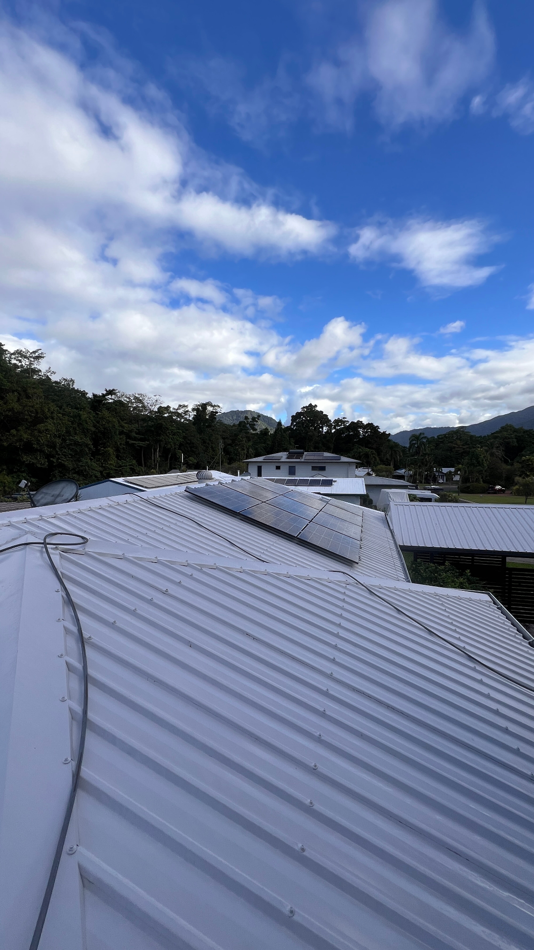 Restored bright white roof after soft washing