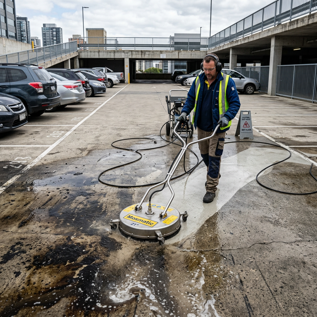 Cairns CBD commercial car park pressure washed
