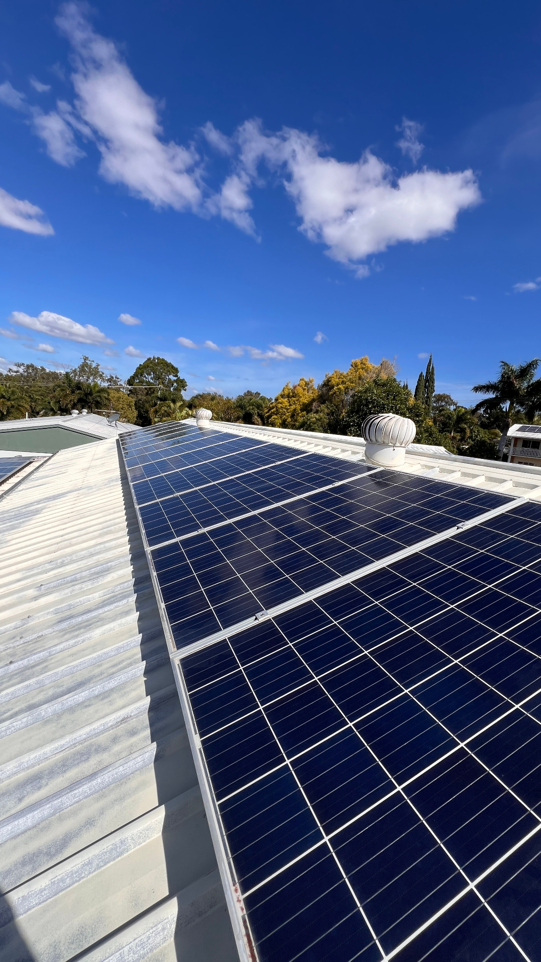 Sparkling solar panels and roof after cleaning