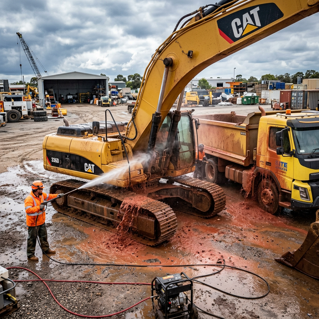 Mareeba industrial yard heavy machinery pressure wash